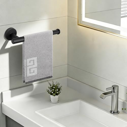 NearMoon Hand Towel Holder/Towel Ring, Thicken Stainless Steel Hand Towel Bar for Bathroom, Rustproof Wall Mounted Towel Rack, Contemporary Style Bath Accessories, 9 Inch (1 Pack, Matte Black) - color: Matte Black