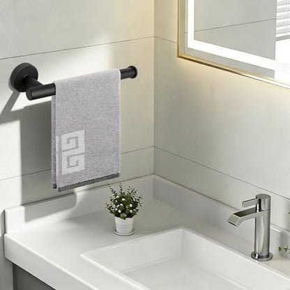 NearMoon Hand Towel Holder/Towel Ring, Thicken Stainless Steel Hand Towel Bar for Bathroom, Rustproof Wall Mounted Towel Rack, Contemporary Style Bath Accessories, 9 Inch (1 Pack, Matte Black) - color: Matte Black