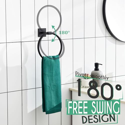KOKOSIRI Towel Ring Matte Black Bath Towel Hanger Bathroom Hardware Hand Towels Holder Rack Wall Mounted Stainless Steel, B3010BK - color: Matte Black