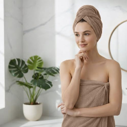 Light Brown Bath Towels for Bathroom, 100% Cotton, Thick, Soft, Luxury Bath Towels Set with 2 Extra Large Bath, 2 Hand, and 4 Washcloths – Plush, Absorbent, and Hotel-Quality Towels for Bathroom & Spa - color: Light Brown