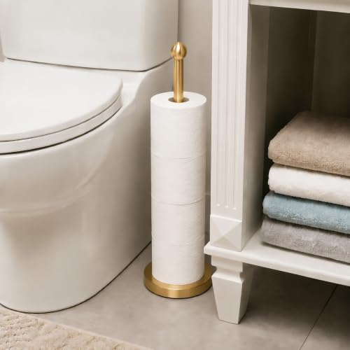 Toilet Paper Holder Stand for Max 5 Paper Rolls - Gold - color: Gold