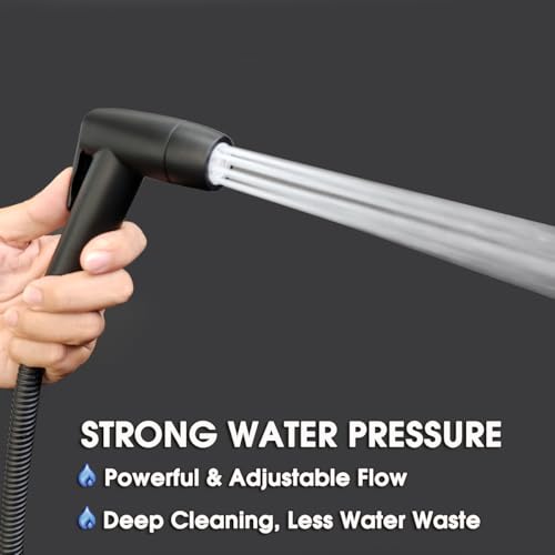 Handheld Bidet Sprayer for Toilet, Lockable Push Button, 2 Spray Modes, High Pressure ABS Bidet Sprayer Set with Hose & T-Valve, Easy Install – Black - color: Black Color