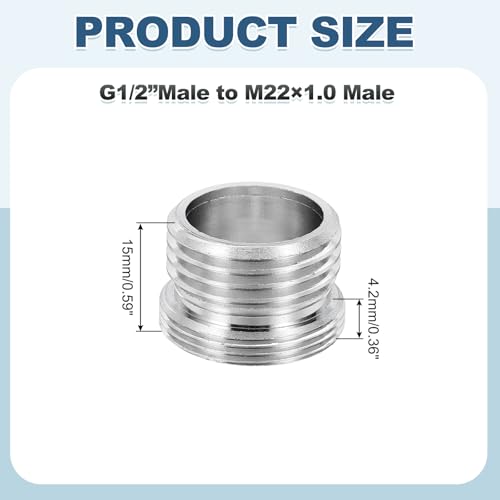 uxcell Faucet Aerator Adapter, 1/2" Male to M22 Male with Washer, 15mm Length - size: 1/2" Male to M22 Male, 15mm Length