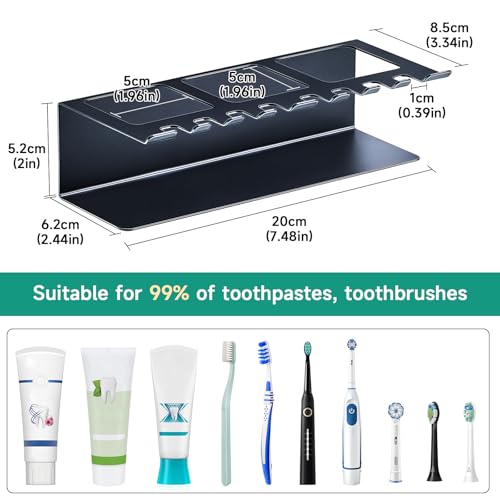Electric Toothbrush Head Holders, Electric Toothbrush Holders Wall Mounted, Shower Electric Head Holder, Toothbrush and Toothpaste Holder, Tooth Brushing Holder for Bathroom (Black, Large) - color: Black, size: Large