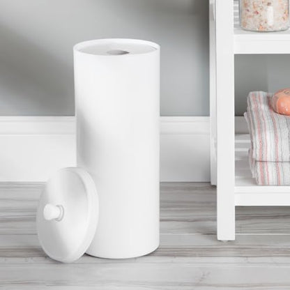 iDesign Freestanding Bathroom Toilet Paper Storage Holder, 2-Pack, White | With Lid, Holds 3 Extra Rolls - color: White, size: Pack of 2, style: Lid with Handle