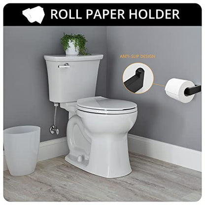 Fapully 4-Piece Bathroom Hardware Accessory Set Matte Black | with 24" Towel Bar Towel Ring Paper Holder Robe Hook - color: Matte Black, style: 4 Piece
