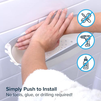 SlipX Solutions Shower Organizer Caddy, Sturdy Storage Organizer, Power Lock Suction Cups, Holds up to 22 Pounds, Tool Free, Drill Free, Removeable, Perfect for RV, Dorm, & Bathroom (White)