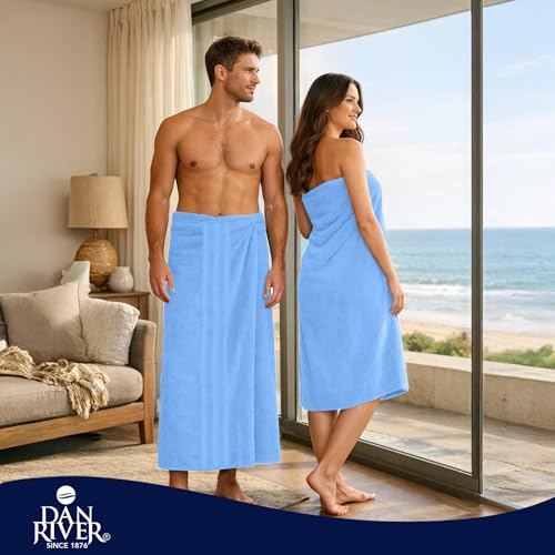 DAN River 2 Pack Bath Sheets Extra Large 35x70, Large Bath Towels for Adults, XL Oversized Heavy Duty Towel Set, 600 GSM 100% Ring Spun Cotton, Soft Quick Dry, Medium Blue - color: Medium Blue, size: Bath Sheet 35x70" (PK 2)