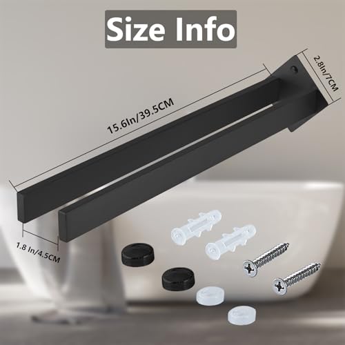 Double Rod Towel Bar 16 Inch, SUS304 Stainless Steel Wall Mounted Towel Holder, Bathroom Kitchen Double Layer Towel Rail, Modern Design Square Wall Towel Rack for Bathroom, Kitchen Black - color: Black