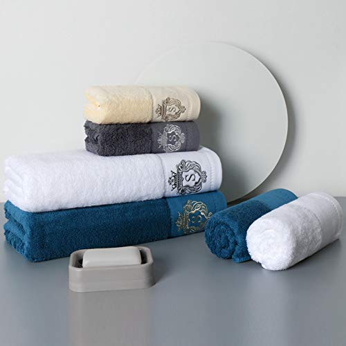 Luxury Bathroom Super Soft and Highly Absorbent Premium 100% Cotton Bath Towel Set for Gifts (White-C) - color: White-c