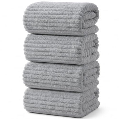 4 Piece Bath Towels, 30"x60" Microfiber Towels Set, Grey | Large Bathroom Towels, Soft Touch, Highly Absorbent, Quick Dry, Lint Free, Long-Lasting, Family Use, Guest Bath & Daily Use - color: Gray, size: 30x60 Bath Towels of 4