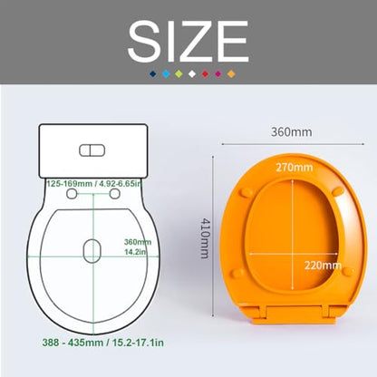 Soft Close Toilet Seat, Round Toilet Seat Cover, Quiet and Slow Close Toilet Lid and Seat, Quick Release, Easy to Install Also Easy to Clean, O-Shaped, PP,Orange,36x41cm - color: Orange