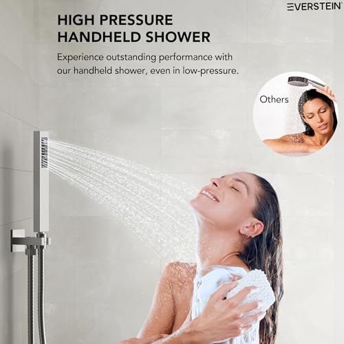 12" High-Pressure Rainfall Shower Faucet with Valve for Bathroom, Dual Rainfall Shower Head System with 6 Body Jets, Rough in-Valve (Brushed Nickel) | High-Pressure, Dual 12" Rainfall Shower Head System, 6 Body Jets, Rough in-Valve - color: Brushed Nickel