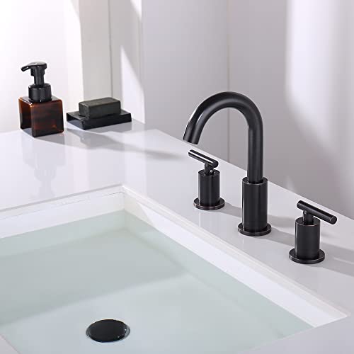 ChiLDano Oil Rubbed Bronze Bathroom Faucets with Pop Up Drain& Supply Hose | Bronze 3 Piece Bathroom Faucet for Sink 3 Hole, Widespread Vanity Sink Faucet 2 Handles, Pedestal Sink Faucet 3 Hole - color: Oil Rubbed Bronze