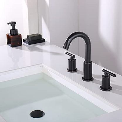 ChiLDano Oil Rubbed Bronze Bathroom Faucets with Pop Up Drain& Supply Hose | Bronze 3 Piece Bathroom Faucet for Sink 3 Hole, Widespread Vanity Sink Faucet 2 Handles, Pedestal Sink Faucet 3 Hole - color: Oil Rubbed Bronze