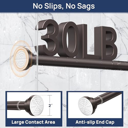 ENJOYBASICS 2 Pack Tension Curtain Rod, 32-66" Adjustable, Stable, Bronze | Secure Hold with Strong Spring & Non-Slip Ends, No-Drill, No Tools, Sag-Resistant, Waterproof, Fits Windows, Showers & Closet - color: Bronze, size: 32-66"