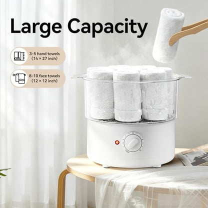 Mini Hot Towel Warmer - 1 min Steam & 60℃ in 20mins, Towel Steamer for Facials/Barber/Massage, Portable 2.4lbs Small Heater for Home Spa/Bathroom/Light Salon Use (White-X-Small) - color: White
