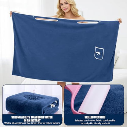 Unisex Bath Towel, Wearable After Bath Towel Set, Wearable Quick Dry Shower Gym Towel(53" x 31", Blue Gray) - color: Blue Gray, size: S(135X80CM)
