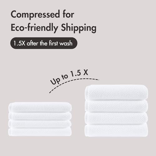Madison Park 100% Zero Twist Cotton 4 Piece Bathroom Bath Towels, White | 30" x 56" Large Shower Towels, 500 GSM Diagonal Ribbed, Soft, Quick Dry, Highly Absorbent, Durable, Modern, OEKO TEX - color: White, size: 4 Piece Bath Towel Set
