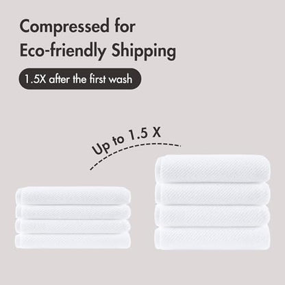 Madison Park 100% Zero Twist Cotton 4 Piece Bathroom Bath Towels, White | 30" x 56" Large Shower Towels, 500 GSM Diagonal Ribbed, Soft, Quick Dry, Highly Absorbent, Durable, Modern, OEKO TEX - color: White, size: 4 Piece Bath Towel Set