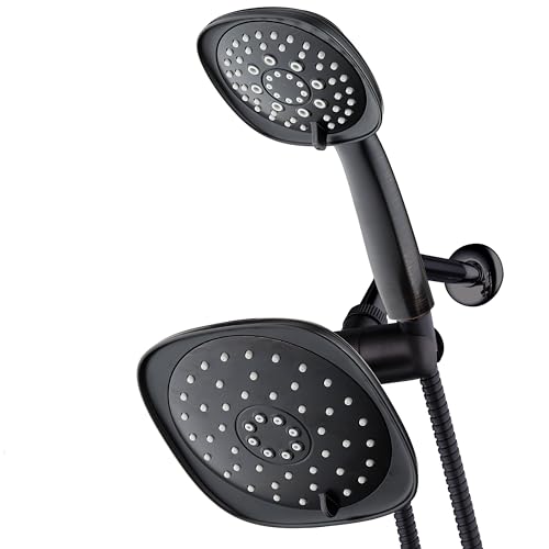 AquaDance Luxury Square High-Pressure Giant 7.3" Rain Shower Head/Handheld Spa Combo. Extra-Long 72" Stainless Steel Hose, 3-way Flow Diverter, Oil-Rubbed Bronze Finish - color: Oil Rubbed Bronze