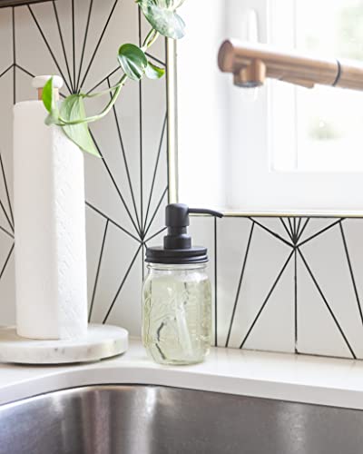 Mason Jar Soap Dispenser - Black - 16 oz Ball Mason Jar Liquid Dispenser for Kitchen & Bathroom - Glass - Dish Soap Dispenser with Rust Proof Stainless Steel Pump & Lid - size: Pack of 1