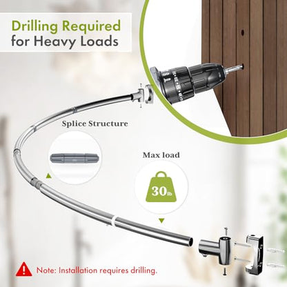 AmazerBath 20-84 Inches Arched Curved Shower Curtain Rod, Heavy Duty Shower Rod Rust Proof Bathroom Curtain Rod, Adjustable Telescoping Design Easy Segmented Installation, Need to Drill, Chrome - color: Chrome