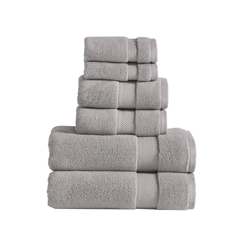 Modern Threads Luxury 6-Piece Quick-Dry Towel Set – Plush & Ultra-Absorbent for Spa-Like Experience, Stone - color: Stone