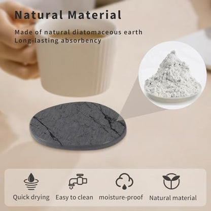 Diatomaceous Earth Coasters Set of 4，Super Absorbent Quick-Dry Heat-Resistant Drink and coffee Coasters, Modern Stone Irregular Design for Kitchen Counter and Coffee Table (Grey Coaster) - color: Grey Coaster