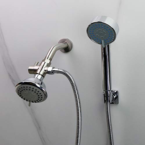 Shower Arm Diverter Valve for Hand Held Showerhead and Fixed Spray Head,G 1/2 3-Way Bathroom Universal Shower System Replacement Part/Brass (Brushed Nickel) - color: Brushed Nickel