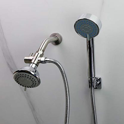 Shower Arm Diverter Valve for Hand Held Showerhead and Fixed Spray Head,G 1/2 3-Way Bathroom Universal Shower System Replacement Part/Brass (Brushed Nickel) - color: Brushed Nickel