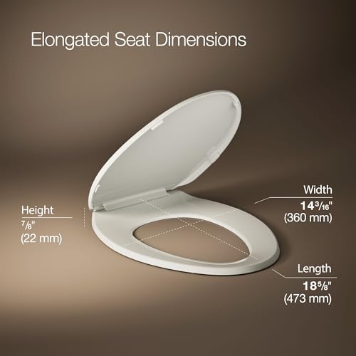 KOHLER K-4774-47 Brevia Elongated Toilet Seat with Quick-Release Hinges And Quick-Attach Hardware For Easy Clean, Almond - color: Almond, size: Elongated
