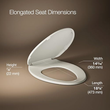 KOHLER K-4774-47 Brevia Elongated Toilet Seat with Quick-Release Hinges And Quick-Attach Hardware For Easy Clean, Almond - color: Almond, size: Elongated