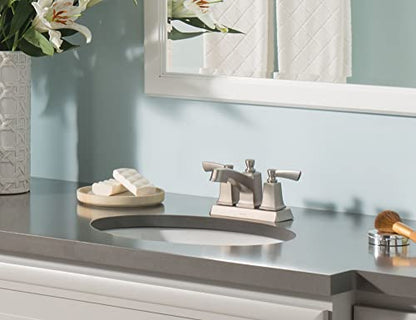 Moen Conway Spot Resist Brushed Nickel Two-Handle Centerset Bathroom Faucet with Drain Assembly, WS84922SRN - color: Spot Resist Stainless, size: (Pack of 1)
