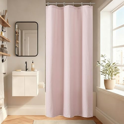 Aiyufeng Waterproof Fabric Shower Curtains for Bathroom，Dot Like Embossed Textured Soft Polyester Cloth Stall Shower Curtain，Hotel Luxury Quality Machine Washable，36Wx72L，Pink - color: Pink, size: 36"W x 72"L (Pack of 1)