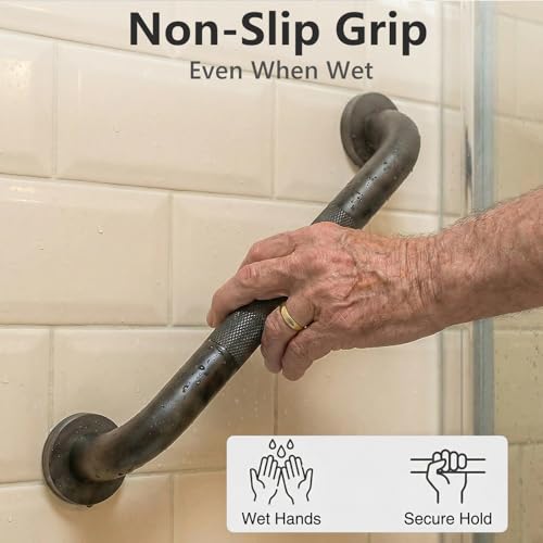 2 Pack Shower Grab Bars for Bathroom 16 Inch Black Stainless Steel Anti-Slip Knurled Grip Home Care Bath Handrail Safety Hand Rail Support for Showers Seniors Elderly Assist Handicap Bath Handle - style: Knurled 2 Pack 16 Inch