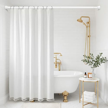 Shower Rod 31-63" White Spring Tension Curtain Rod Adjustable | 7/8" Shower Curtain Rod Carbon Steel Tube, Rust-Proof Non-Slip Tool-Free, Curtain Rods for Windows Bathroom Room Divider - color: White, size: 31"-63"-1P