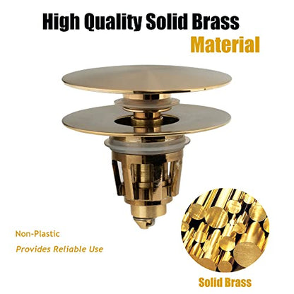 Universal Bathroom Sink Drain Stopper, Fits Most Pop-Up Drains for Vessel Sink Lavatory Vanity, Sink Drain Strainer with Detachable Hair Catcher, Tested by Plumber in US (Champagne Bronze) - color: Champagne Bronze