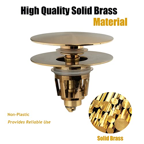 Universal Bathroom Sink Drain Stopper, Fits Most Pop-Up Drains for Vessel Sink Lavatory Vanity, Sink Drain Strainer with Detachable Hair Catcher, Tested by Plumber in US (Champagne Bronze) - color: Champagne Bronze