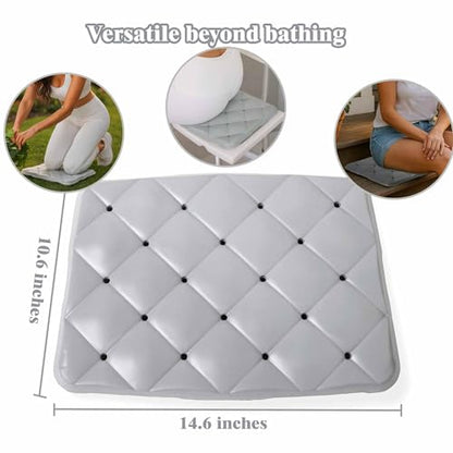 Shower Chair Cushion Waterproof, Non Slip Bath and Shower Bench Seat Pad | Bathtub seat cushion for walk-in tubs and seated bathing, with closed-cell foam, drain holes, firm support and grippy texture