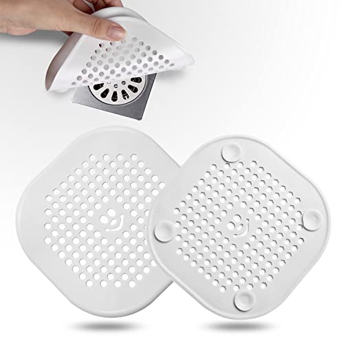 2 Pack Drain Hair Catcher Silicone Drain Cover Sink Drain Strainer Hair Stopper for Shower Kitchen Bathroom Tub Pure White - color: Pure White