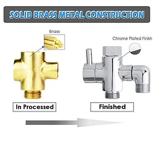 Brass Shower Arm Diverter Valve for Handheld Shower Head and Fixed Spray Head G1/2 3 Way Universal Bathroom System Component Replacement Part, Polished Chrome - color: Chrome Polished