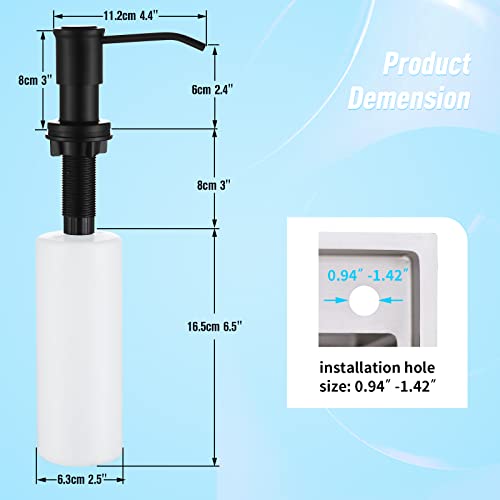 CREA Kitchen Soap Dispenser Countertop Soap Dispenserfor Kitchen Sink Black Built in Sink Soap Dispenser Top Fill Deck Mount Dispenser for Bathroom with 39" Tube Large Capacity 17 OZ Bottle - color: Black, style: Circular