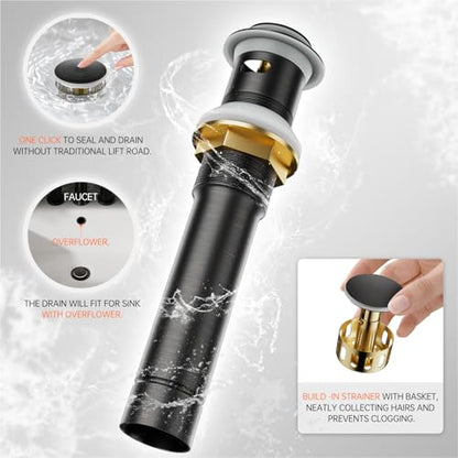 4 Inch 2 or 3 Holes 2 Handles Centerset Lead-Free Bathroom Sink Faucet, Oil Rubbed Bronze Bathroom Faucet with Copper Pop Up Drain and Water Supply Lines, BF008-5-ORB - color: Oil Rubbed Bronze, style: 1 Pack
