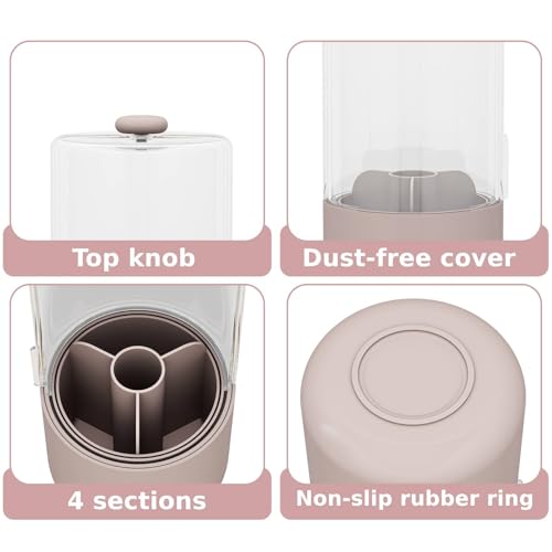 YOOLENS Toothbrush Holder with Cover 360 Rotating 4 Compartments Bathroom Toothpaste Electric Toothbrush Organizer, Pink - color: Pink