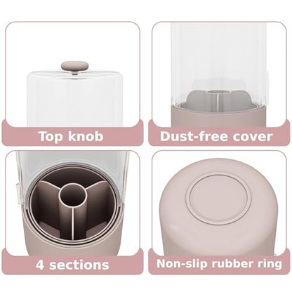 YOOLENS Toothbrush Holder with Cover 360 Rotating 4 Compartments Bathroom Toothpaste Electric Toothbrush Organizer, Pink - color: Pink