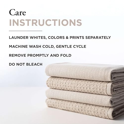 Thyme and Sage 100% Cotton Turkish Kitchen Hand Towel Set, Flax, 8 Pack | Premium Materials, 16"x26", Made in Turkey, Ultra Absorbent, 350 GSM - color: Flax, size: Pack of 8