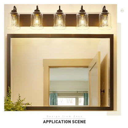 zeyu 5-Light Modern Vanity Light Fixture, 36" Bathroom Light Fixtures Wall Mount with Clear Glass, Oil Rubbed Bronze Finish, ZSL72B-5W ORB - color: Oil-Rubbed Bronze, size: 5-Light