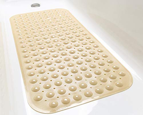 Large Non-Slip Bathtub & Shower Mat 31”x16” (Smooth/Non-Textured Tubs Only) Safe, Clean, Machine-Washable, Superior Grip&Drainage, Vinyl, Opaque Light Brown - color: Opaque Light Brown, size: Large (31"x16")