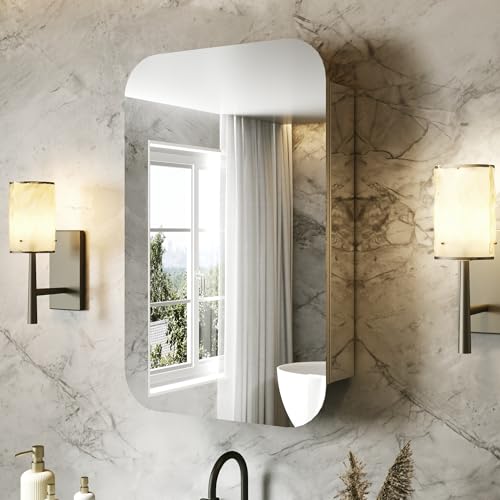 20 x 31 in Medicine Cabinet with Mirror and Side Panels, Silver | Surface or Recessed Medicine Cabinet Mirror with Storage, Adjustable Shelves, Aluminum Alloy Frame, Assembly Required - size: 20''x31''(V1)